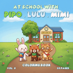 At School with Pipo Lulu and Mimi Coloring Book – VOL 8 – 50 Pages