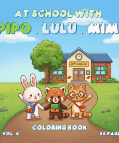 At School with Pipo Lulu and Mimi Coloring Book – VOL 8 – 50 Pages