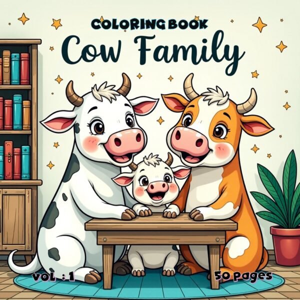 Cow Family Cozy Coloring Pages Vol. 1 Digital Farmstead Charm