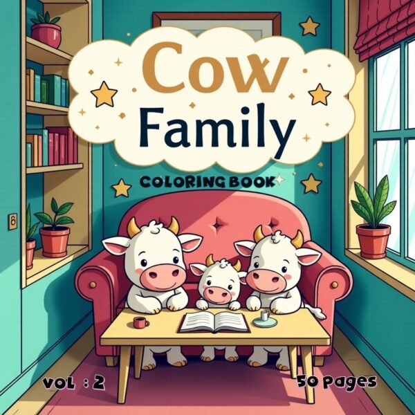 Cow Family Happy Coloring book Vol. 2 Fun Digital Farm Life