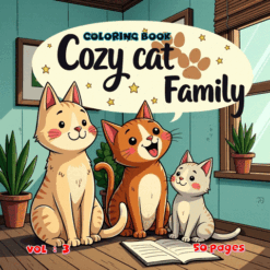 Cozy Cat Family Adventure Coloring Book