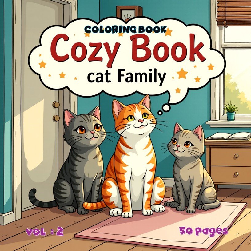 Cozy Cat Family Coloring Book Vol. 2 50 Adorable Feline Designs