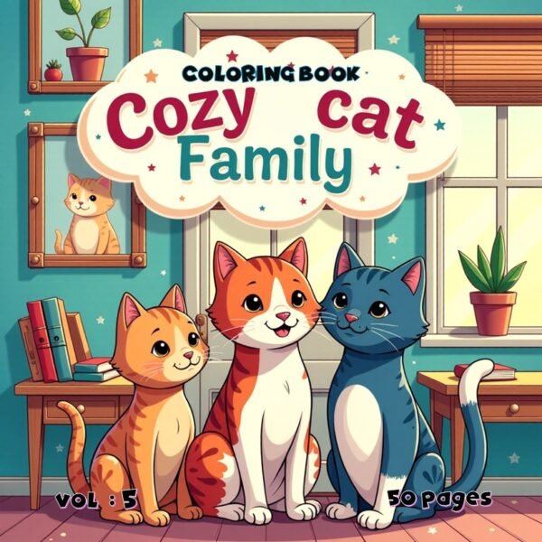 Cozy Cat Family Cute Coloring Book Vol. 5 Pure Digital Whimsy