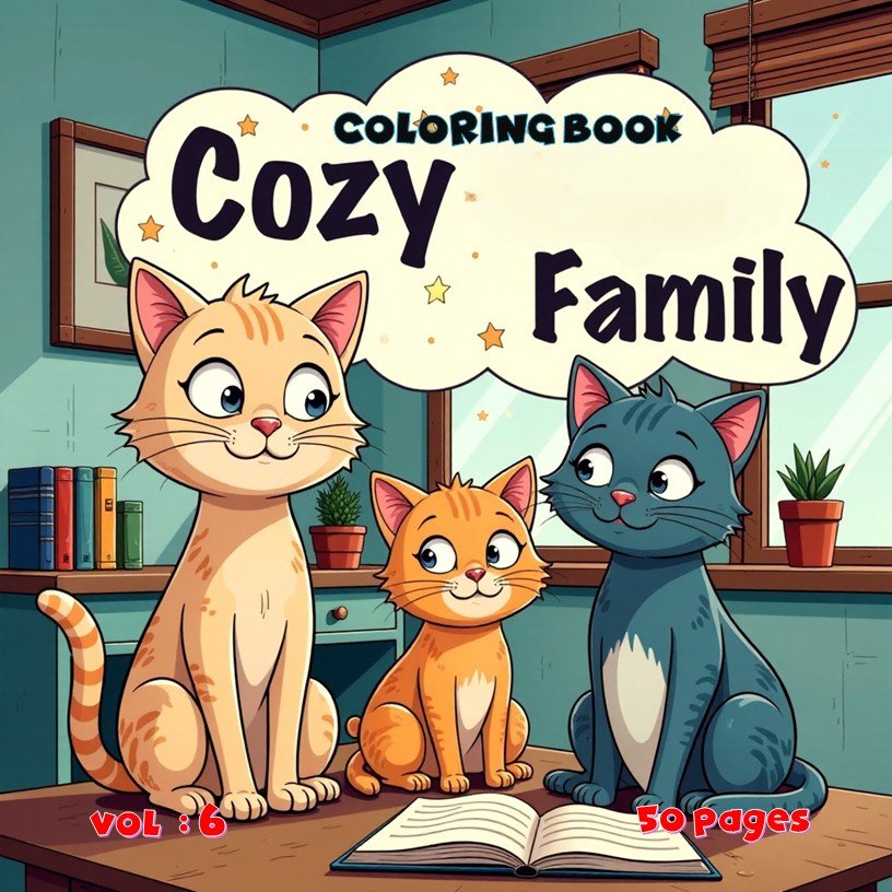 Cozy Cat Family Relaxing Coloring Pages Vol. 6: Digital Serenity