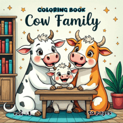 Cow Family Cozy Coloring Pages Vol. 1 Digital Farmstead Charm