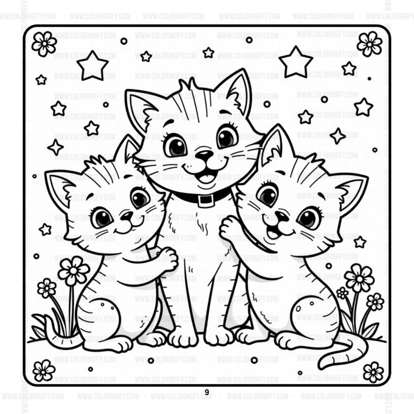 Cozy Cat Family Moments Coloring Pages Vol. 4: Digital Bliss – Image 4