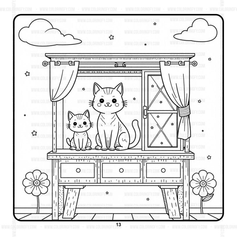 Cozy Cat Family Coloring Book Vol. 2: 50 Adorable Feline Designs – Image 5