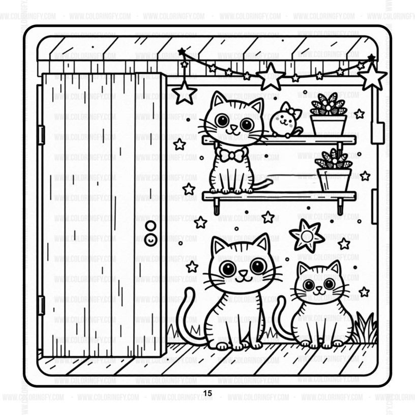Cozy Cat Family Moments Coloring Pages Vol. 4: Digital Bliss – Image 5