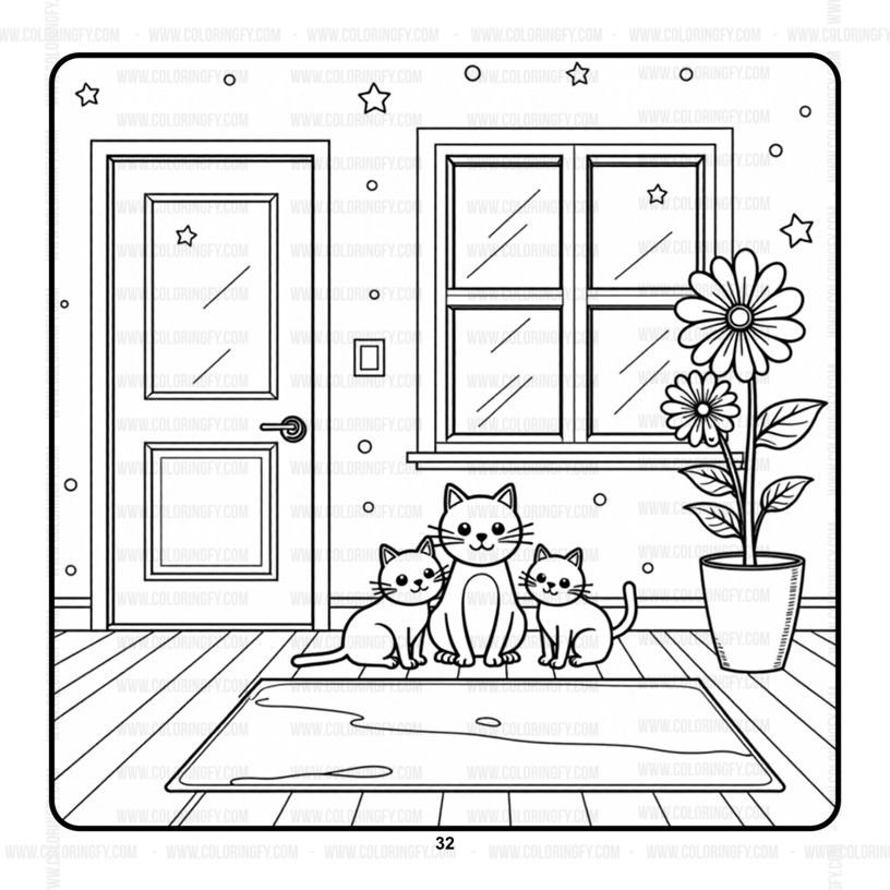 Cozy Cat Family Relaxing Coloring Pages Vol. 6: Digital Serenity – Image 5