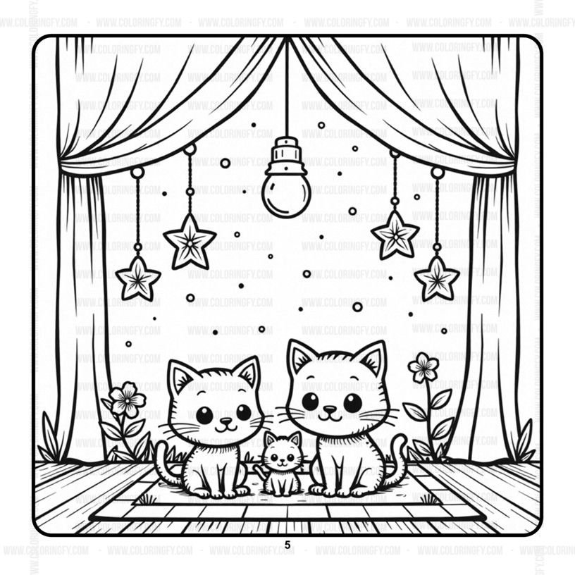 Cozy Cat Family Relaxing Coloring Pages Vol. 6: Digital Serenity – Image 3
