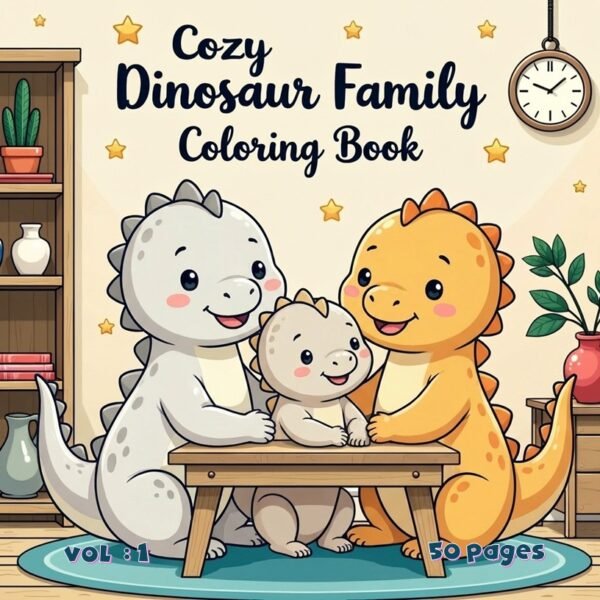 Dinosaur Family Cozy Coloring Pages Vol. 1 Prehistoric Digital Fun
