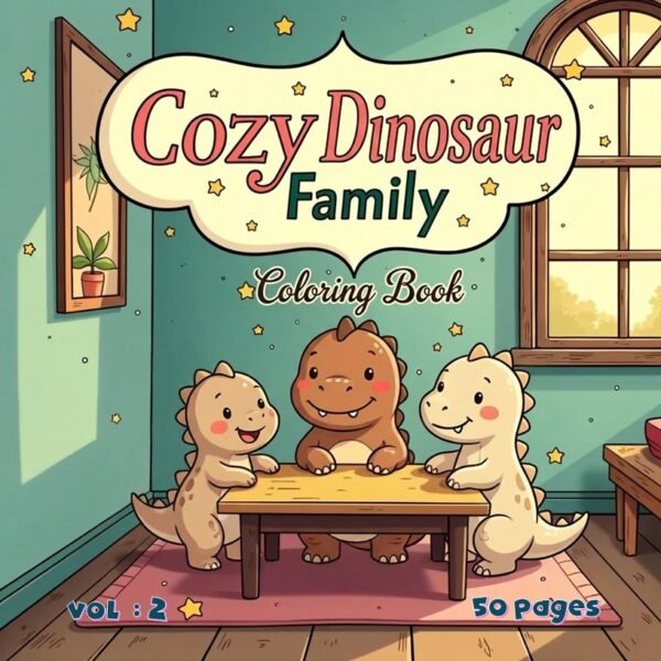 Dinosaur Family Happy Coloring Pages Vol. 2 Jurassic Digital Fun