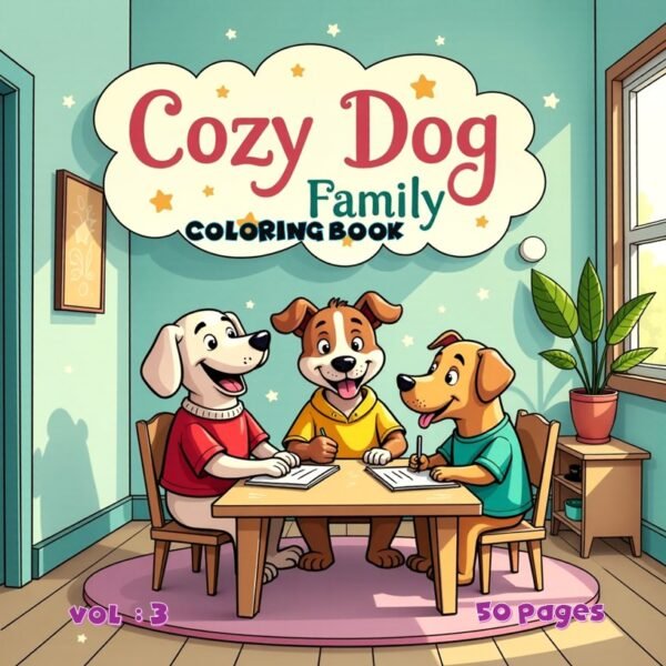 Dog Family Happy Coloring Book Vol. 3 Whimsical Puppy Digital Art
