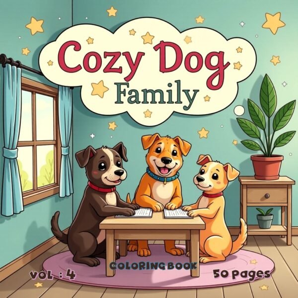 Dog Family Relaxing Coloring Book Vol. 4 Canine Digital Zen