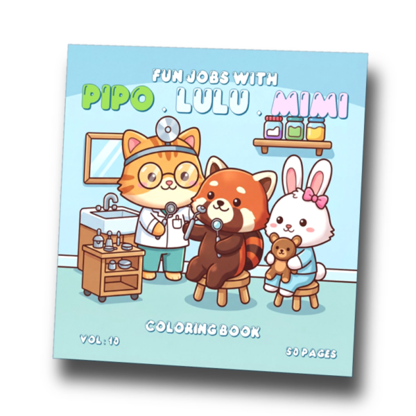 Fun Jobs with Pipo Lulu and Mimi Coloring book – VOL 10