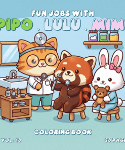 Fun Jobs with Pipo Lulu and Mimi Coloring book – VOL 10 – 50 Pages