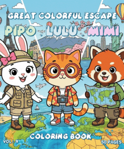 Pipo Lulu & Mimi Great Colorful Escape Coloring Book VOL 9 – 50 Pages