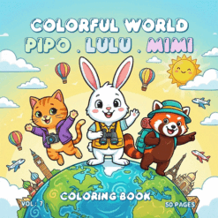 Pipo Lulu and Mimi Colorful World Coloring Book VOL 7 – 50 Pages