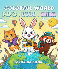 Pipo Lulu and Mimi Colorful World Coloring Book VOL 7 – 50 Pages