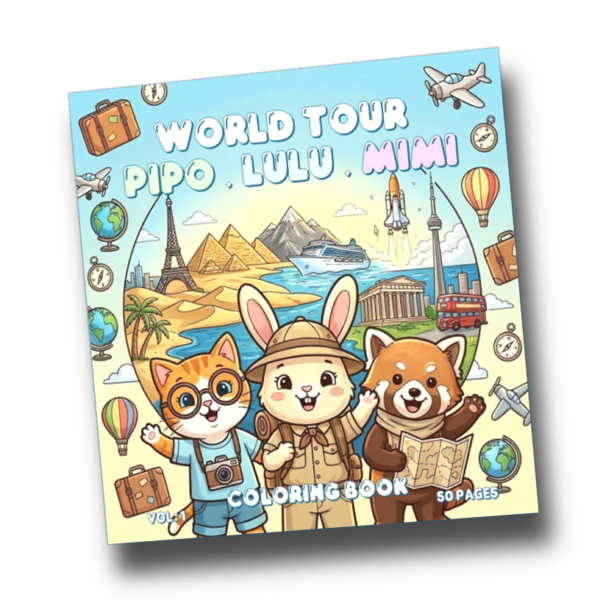 Pipo Lulu and Mimi World Tour Coloring book VOL 1