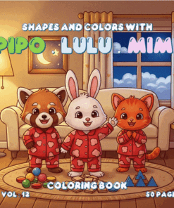 Shapes and Colors with Pipo Lulu and Mimi – VOL 12 – 50 Pages Coloring Book