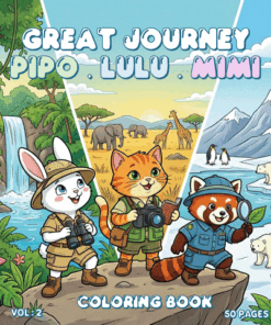 Pipo Lulu and Mimi Great Journey Coloring Book VOL 2 – 50 Pages