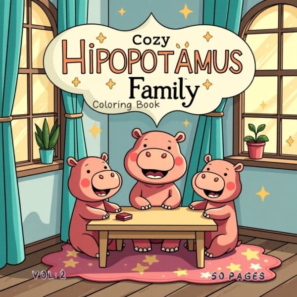Coloring Book Cozy Hippopotamus Family Vol. 2 Digital Edition