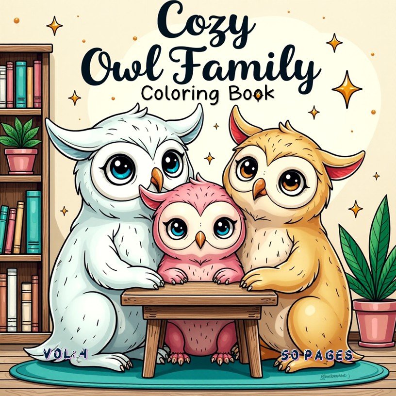 Coloring Pages Cozy Owl Family Vol. 4 50 Adorable Forest Scenes