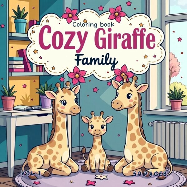 Cozy Coloring Book Giraffe Family Vol. 1 cozy coloring page