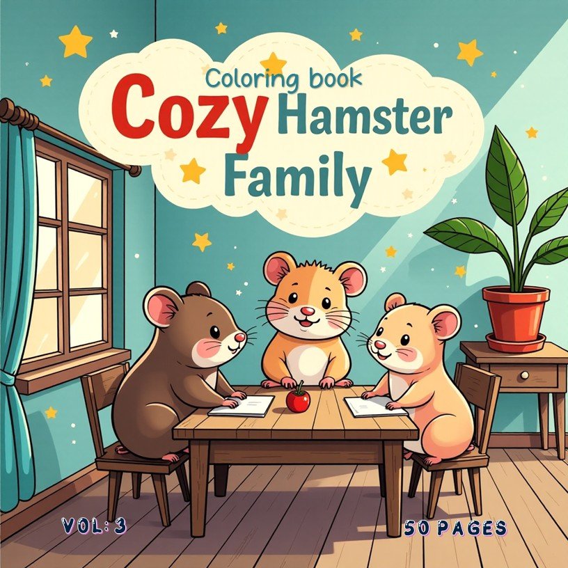Cozy Coloring Pages Hamster Family Vol. 3: Tiny Paws Digital Art