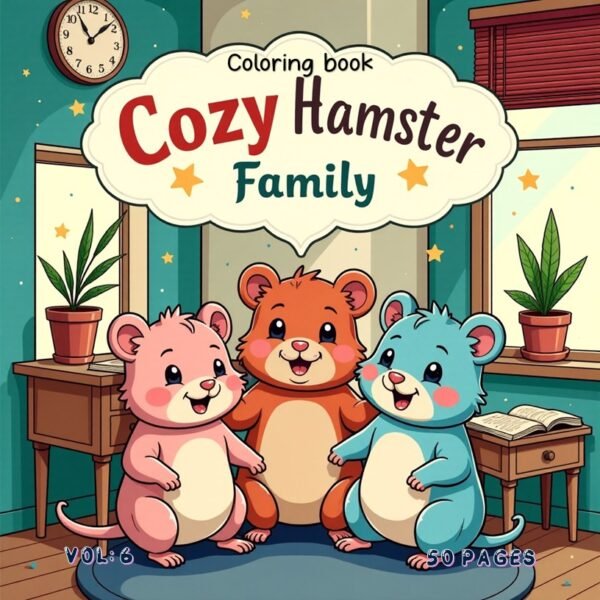 Cozy Hamster Family Coloring pages Vol. 6 Digital Art Pack