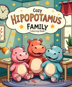 Cozy Hippopotamus Family Coloring pages Vol. 1 Digital Retreat