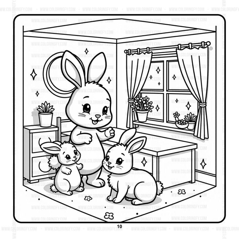 Coloring book Cozy Rabbit Family Vol. 2: Sweet Bunny Moments – Image 5