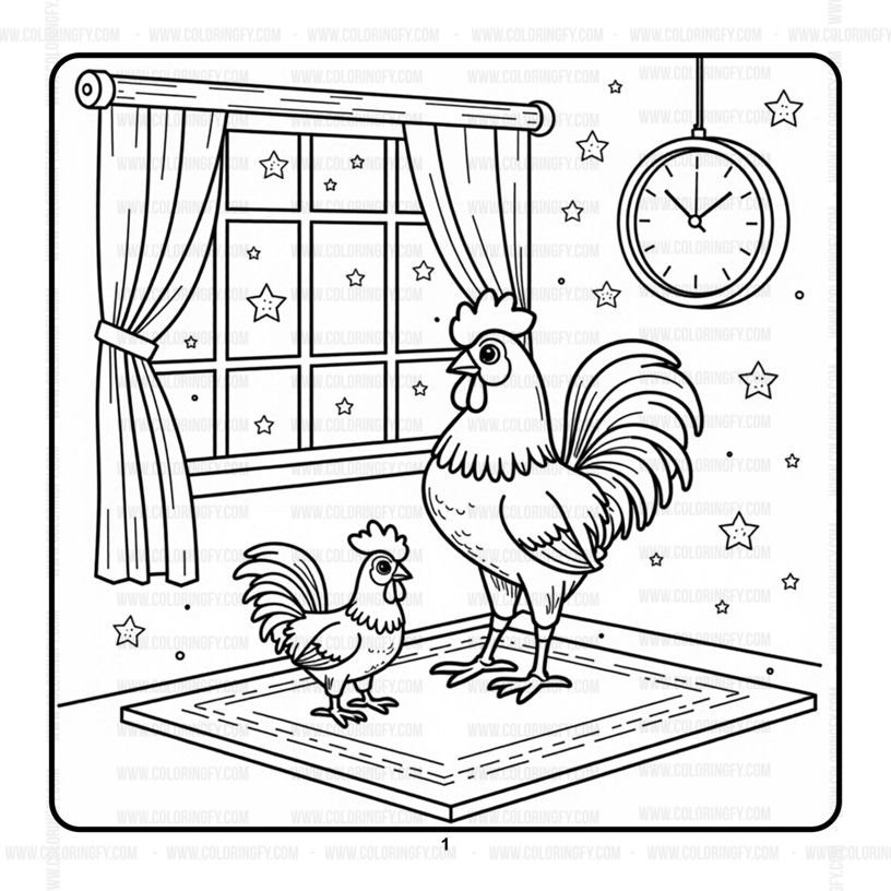 Rooster Family Cozy Coloring pages Vol. 2: Fun Farmyard Magic – Image 3