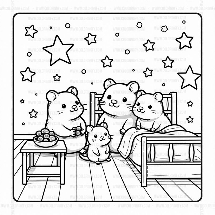 Cozy Coloring Pages Hamster Family Vol. 3: Tiny Paws Digital Art – Image 3