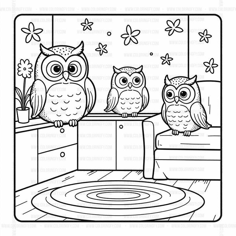 Coloring Pages Cozy Owl Family Vol. 4: 50 Adorable Forest Scenes – Image 3
