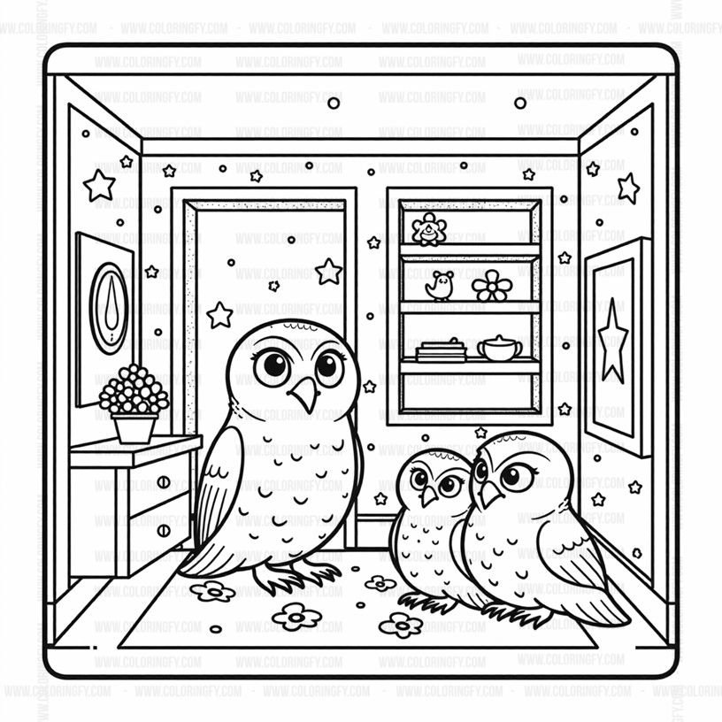 Coloring Pages Cozy Owl Family Vol. 4: 50 Adorable Forest Scenes – Image 4