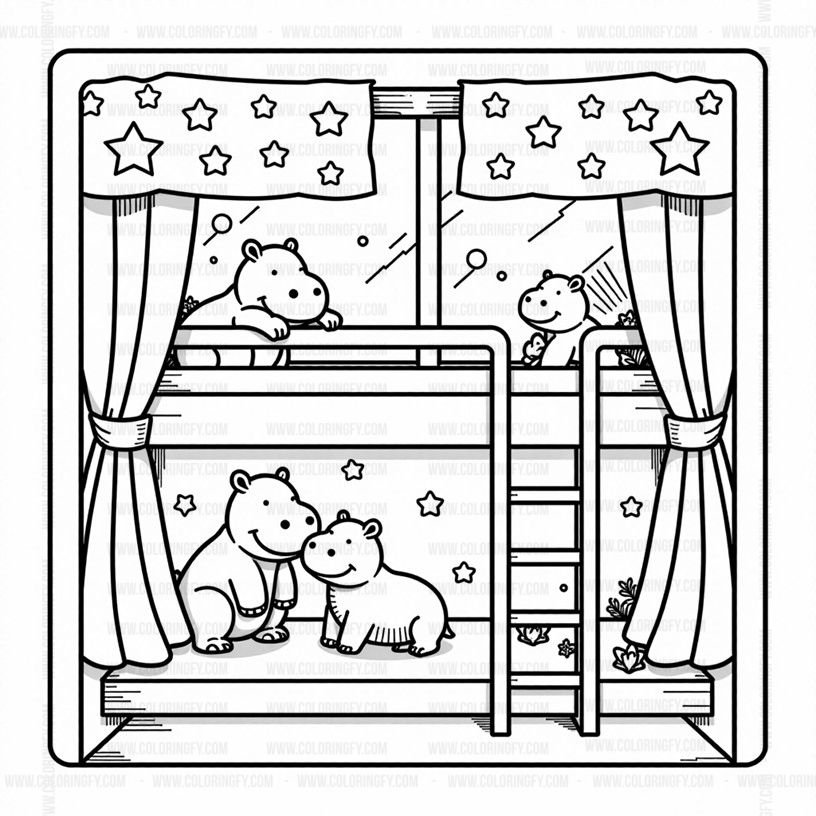 Coloring Book Cozy Hippopotamus Family Vol. 2 Digital Edition – Image 3