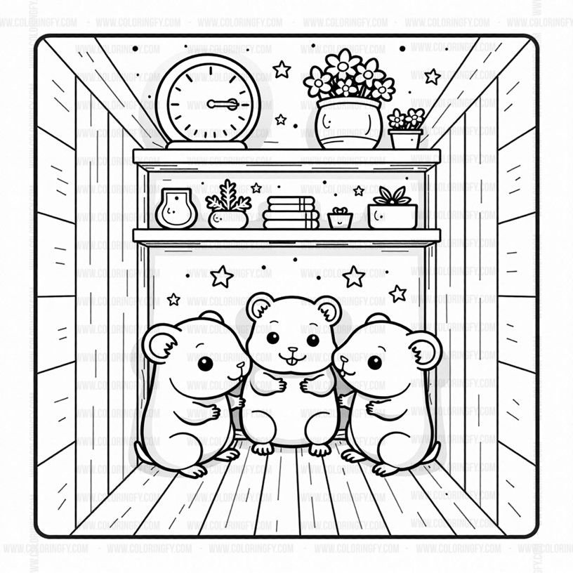 Cozy Coloring Pages Hamster Family Vol. 3: Tiny Paws Digital Art – Image 4