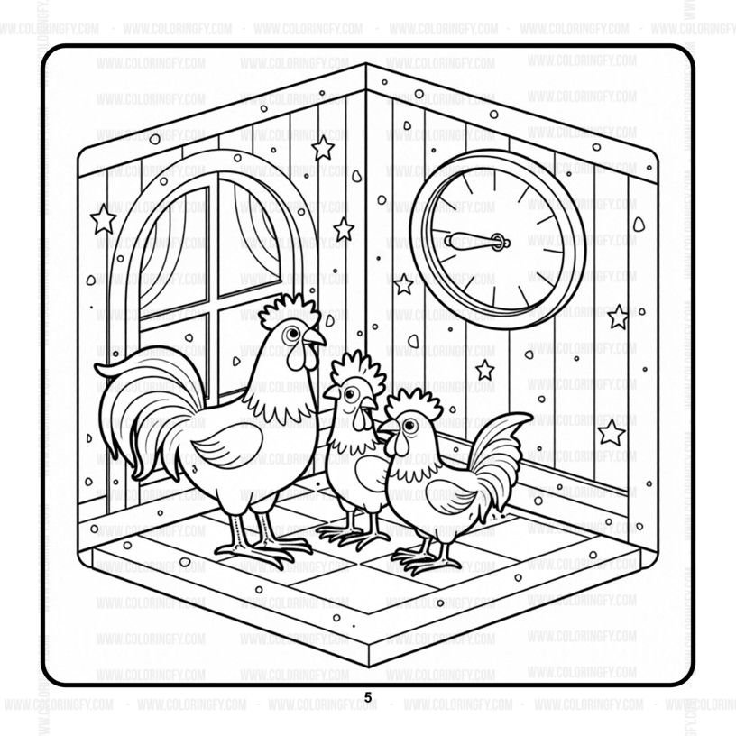 Rooster Family Cozy Coloring pages Vol. 2: Fun Farmyard Magic – Image 5