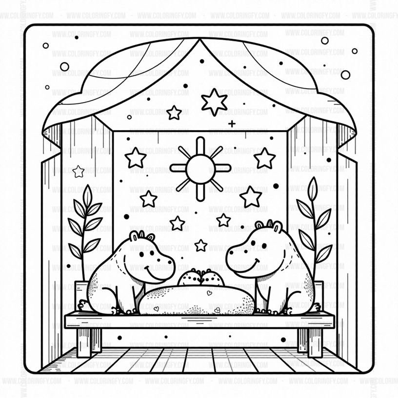 Coloring Book Cozy Hippopotamus Family Vol. 2 Digital Edition – Image 4