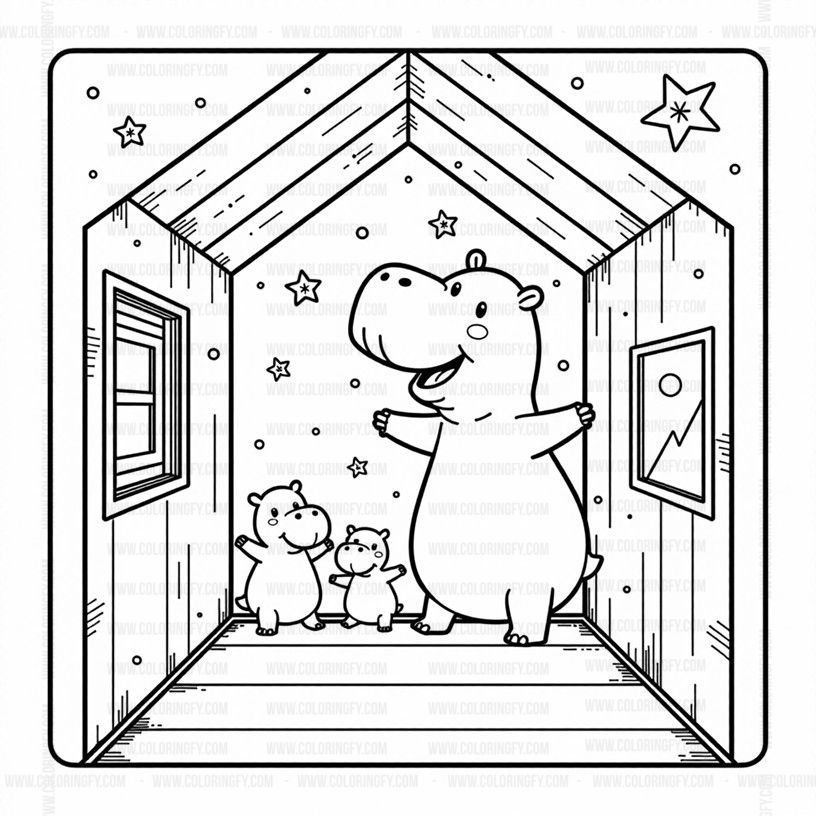 Coloring Book Cozy Hippopotamus Family Vol. 2 Digital Edition – Image 5