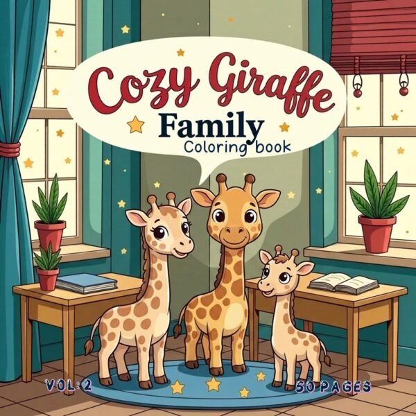Giraffe Family Cozy Coloring Book Vol. 2 Safari Bliss Digital Art