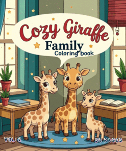 Giraffe Family Cozy Coloring Book Vol. 2 Safari Bliss Digital Art