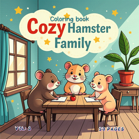 Cozy Coloring Pages Hamster Family Vol. 3 Tiny Paws Digital Art