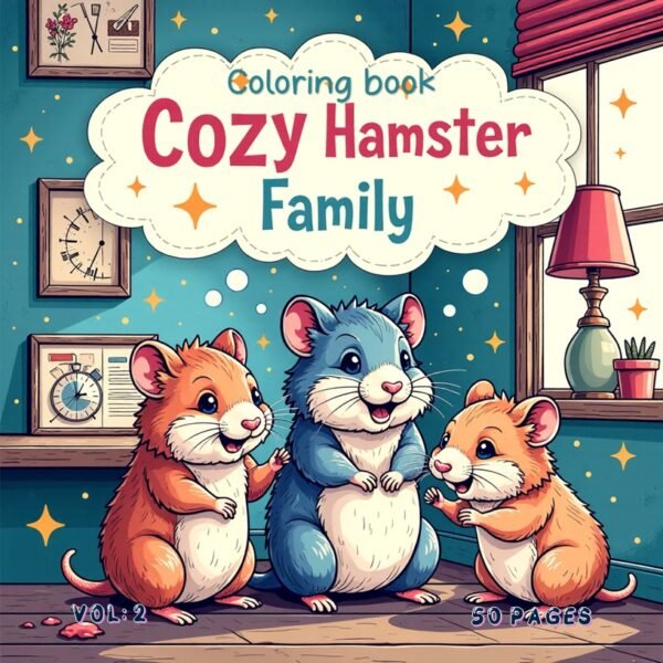 Hamster Family Cozy Coloring Pages Vol. 2 Digital Burrow Bliss