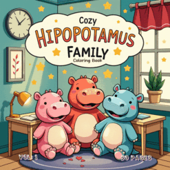 Cozy Hippopotamus Family Coloring pages Vol. 1 Digital Retreat