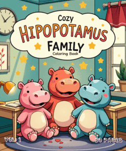 Cozy Hippopotamus Family Coloring pages Vol. 1 Digital Retreat