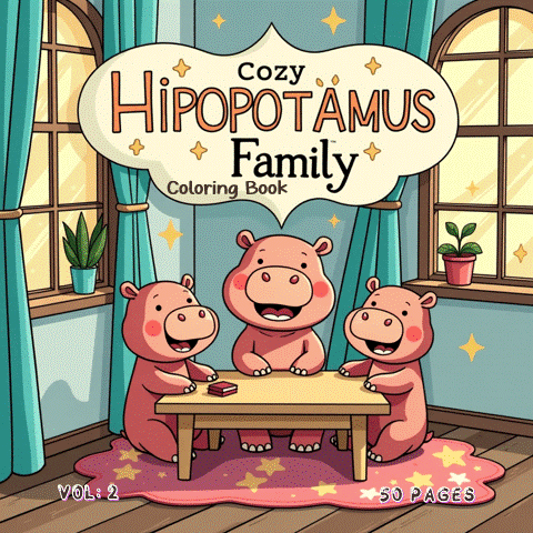 Coloring Book Cozy Hippopotamus Family Vol. 2 Digital Edition