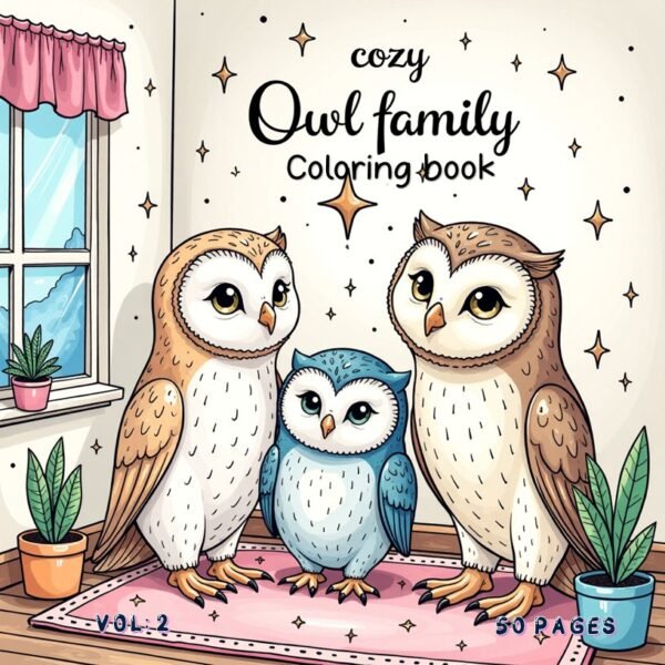 Owl Family Cozy Coloring Book Vol. 2 Magical Forest Art